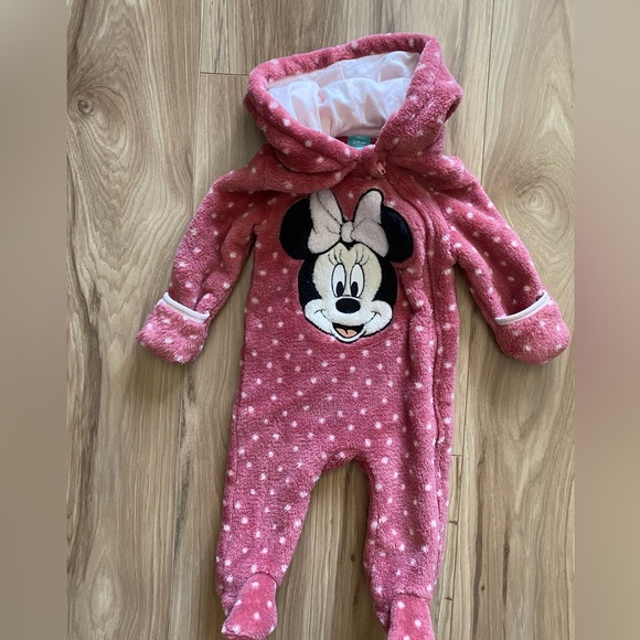 Disney Baby Zip Up Minnie Mouse Footed Onsie Size 0/3 Months - Picture 15 of 16